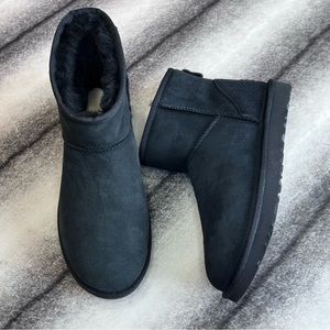 UGG Classic Mini II Black Suede Bootie Boots